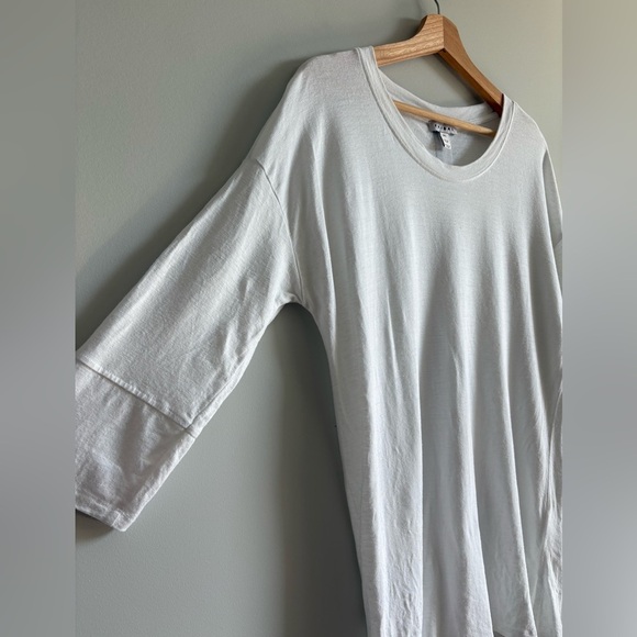 Tribal White Linen Blend Tunic Top | Size Large - Picture 3 of 7